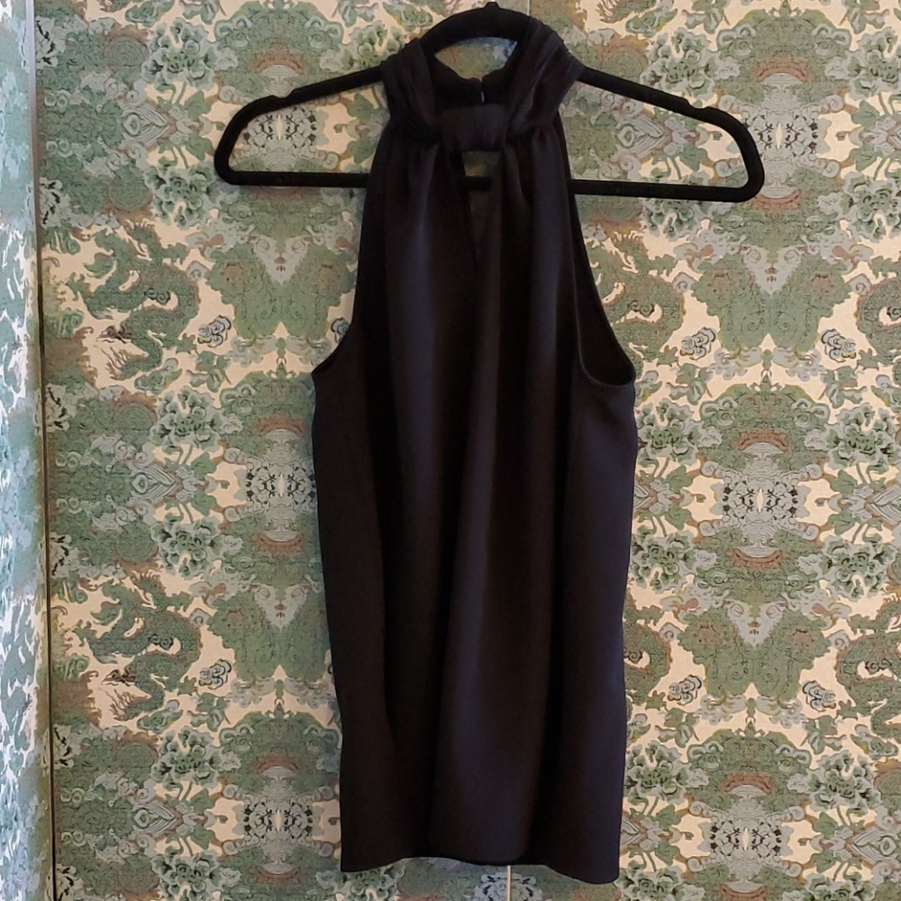 Black flowy tank with keyhole front